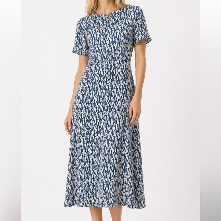 Hugo Boss Cap Sleeves Midi Dress In Light Blue.